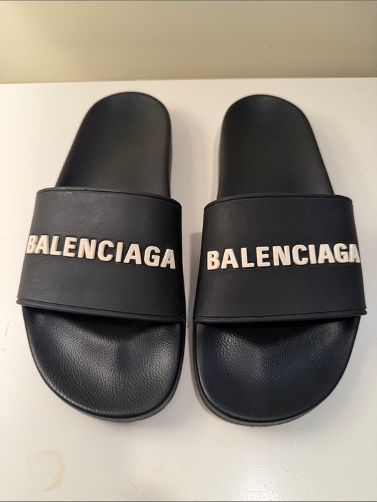 Balenciaga Other - Balenciaga Pool Slides – Men’s Black/White Logo | Size EU 40 / US 7